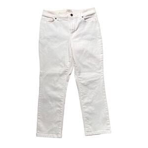 L.L. Bean Classic Straight Fit Jeans Petite Size 10 White Denim